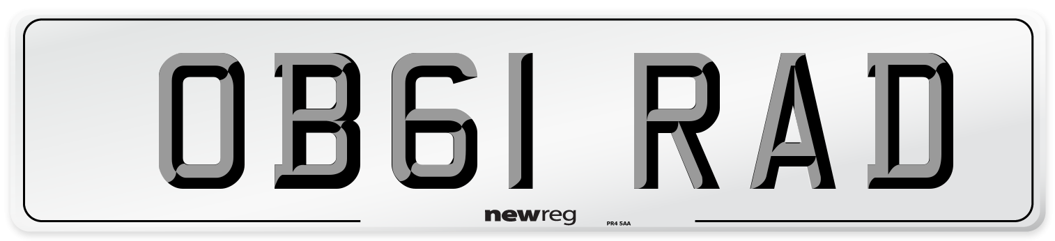 OB61 RAD Number Plate from New Reg
